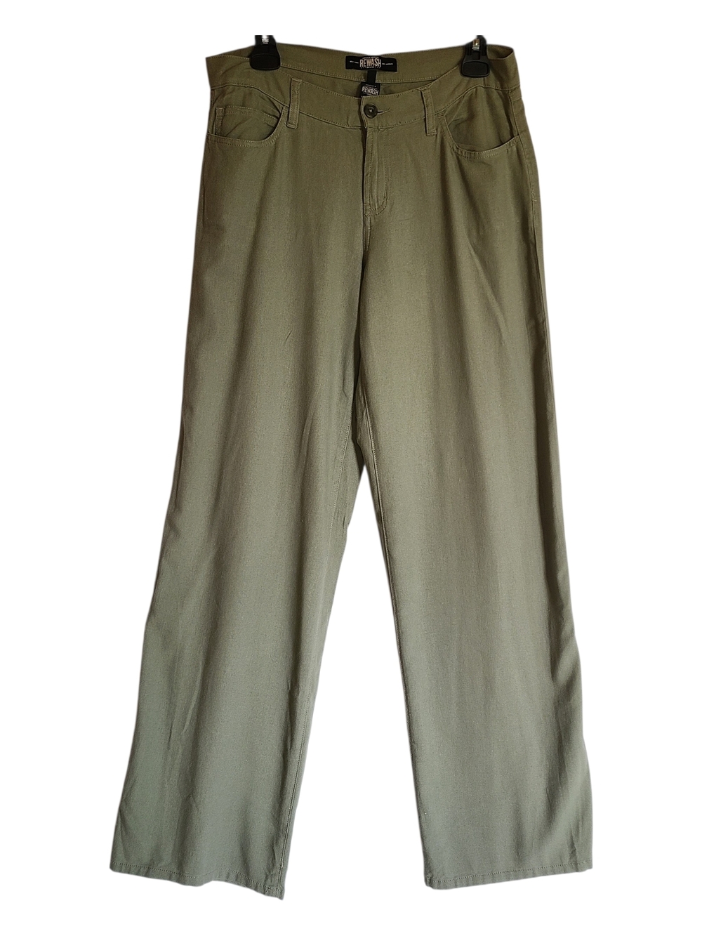 Rewash American Original High Rise Wide Leg Linen Blend Pants Sage Green 5/27